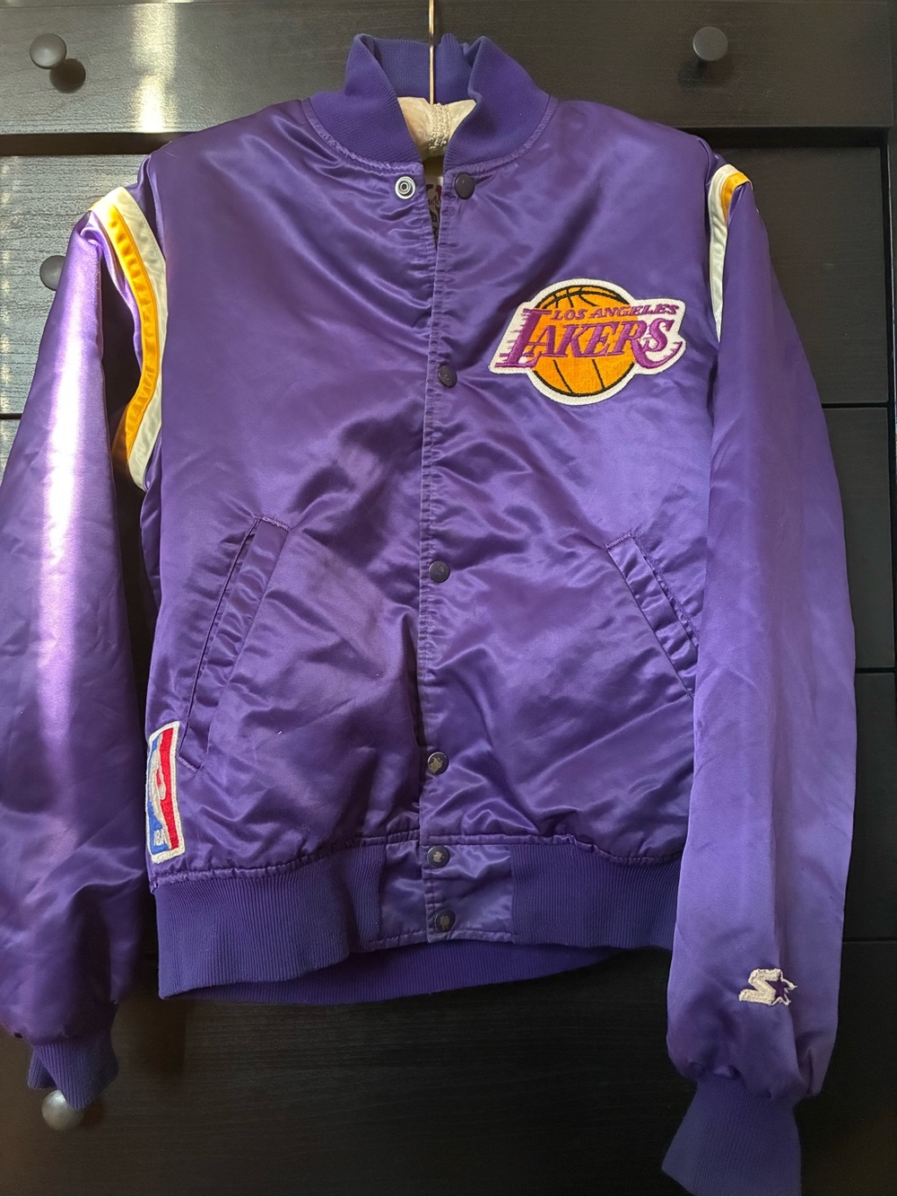 Vintage Mens Authentic Starter NBA LA Lakers Purple Bomber Jacket Size M